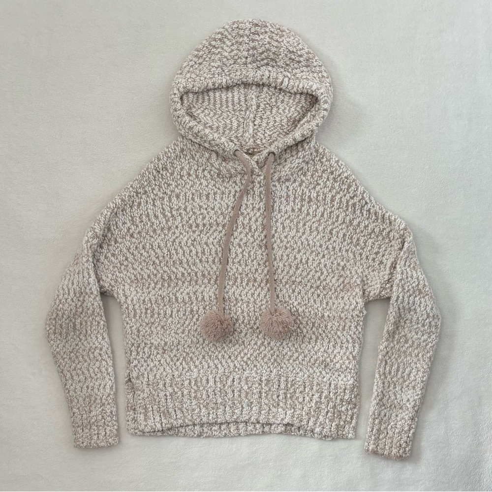 Yes Lola Pom Pom Drawstring Longsleeve Knit Hoodie
